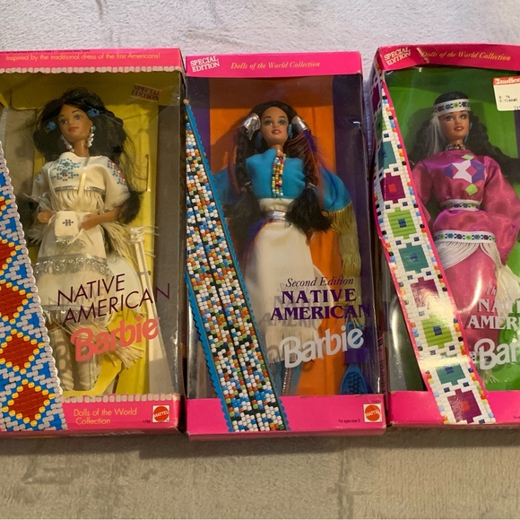 Lot Of 3 Vintage 1990s‎ Mattel Dolls Of The World Native American Barbie Dolls